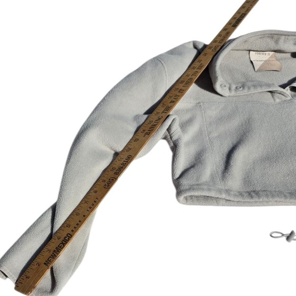 Small Forever 21 Fleece Pullover Crop Top Drawstring Mock Neck Beige Size S - Picture 6 of 6